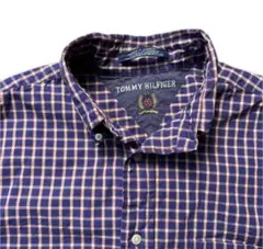 TOMMY HILFIGER ネイビー チェック 長袖シャツ