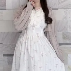 肩開きフリルロングOP