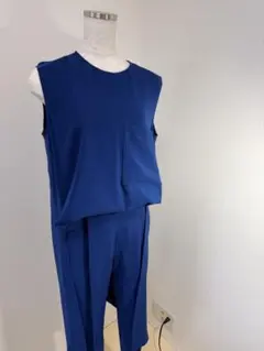 ENFÖLD エンフォルド セットアップ ブラウス ワイドパンツ ブルー 38 美品】ENFÖLD エンフォルド セットアップ トップス＆パンツ サイズ38