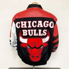 レア　NBA　シカゴブルズ　スタジャン　JH　ジェフハミルトン　バスケ　アウター bulls ブルズ 3ピート記念 ジェフハミルトン 革ジャン NBA