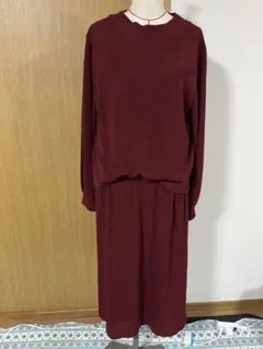 ワールド⭐︎バーガンディ ニット ロングワンピース