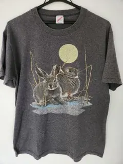 90s ビンテージ うさぎ 月 アニマル Tシャツ usa