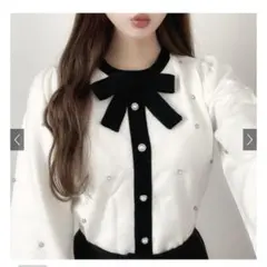 GRL リボンタイビジューニットトップス[tt009]