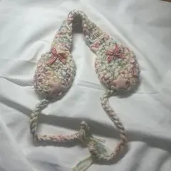 カラフル 編み物 耳あて