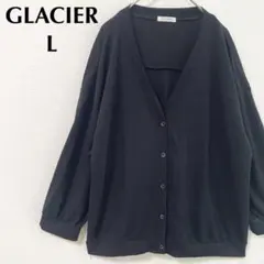 GLACIER カーディガン Vネック ゆったり 無地 黒 L 美品 シンプル