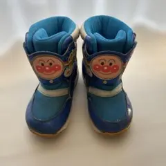 アンパンマン キッズ スノーブーツ 青　16cm 滑り止めスパイク機能有り