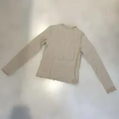 GU♡リブ編み♡フリル襟♡長袖Tシャツ♡M♡ベージュ