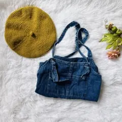 デニムオーバーオール サロペット　ベレー帽付き　韓国子供服