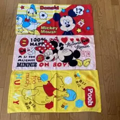 新品　ディズニーフェイスタオル　3本 ミッキー　ミニー　プーさん