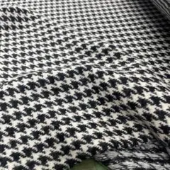 アンゴラ混　1m×150 cm ジャガードニット　白黒　千鳥格子　新品　日本製