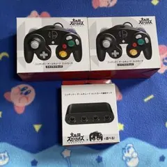 ゲームキューブ コントローラー　スマブラブラック　接続タップ　純正品　GC