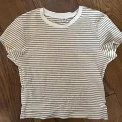 UNIQLO ストライプ ミニTシャツ ベージュ Mサイズ