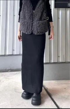 CIAOPANIC TYPY スカート -3キロ見えリブニットスカート ブラック