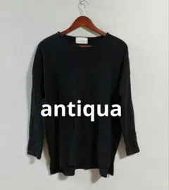antiqua アンティカ コットン Vネック ロンT ブラック Fのサムネイル