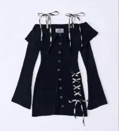 OLIVE des OLIVEレースアップオフショルニットワンピ