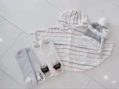 ジェラートピケ　ポンチョ　帽子　レッグウォーマー　マルチクリップ