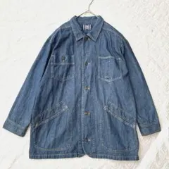 古着 90s デニム カバーオール ジャケット　ヴィンテージ　デカポケ　ミドル