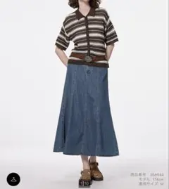 GU ライトデニムフレアマキシスカート ブルー Mサイズ