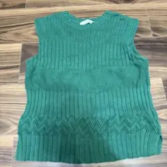 グリーン ノースリーブ ニット　夏服　緑のサムネイル