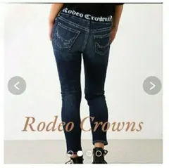RODEO CROWNS スキニーデニム ストレッチ〇 ロゴ ラメ糸ステッチ S