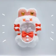 ちびぐるみ ぬい服 11cm ばってんうさぎ オフホワイト×オレンジ きぐるみ