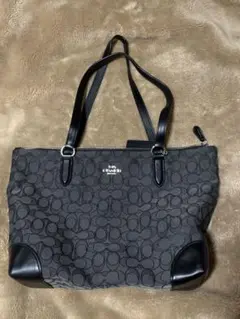 COACH トートバッグ グレー キャンバス/レザー