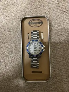 old FOSSIL ダイバーズウォッチ シルバー 青　y2k swagのサムネイル