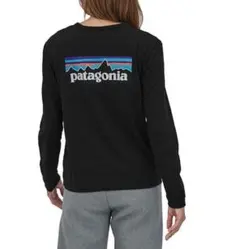 【新品】patagonia バッグプリント 長袖カットソー ブラック S