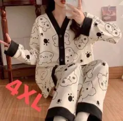 ‼️Xmasセール‼️4XL 熊柄前開パジャマ