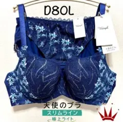 ✴︎D80L トリンプ天使のブラ スリムライン極上ライト ブラ＆ショーツNavy