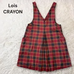 ロイスクレヨン チェック柄 チュニック ワンピース Ｖネック ウール混 M