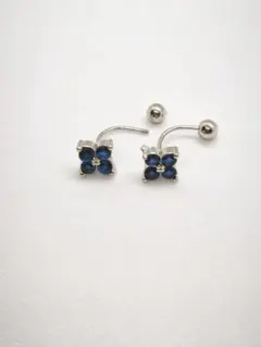 ブルーフラワー ピアス シルバー ねじ式 小ぶり