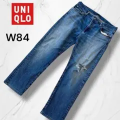 【UNIQLO】ユニクロメンズW84 ストレートダメージデニム　ヴィンテージ