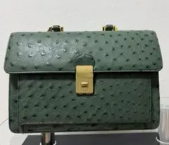 オーストリッチレザー グリーンハンドバッグ