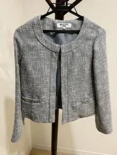 ナチュラルビューティーベーシック　ノーカラーツイードジャケット