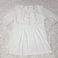 インディヴィ チュニック フレア ホワイト シンプル きれいめ 上品 a2310
