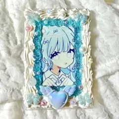 ホイップデコケース 02 水色 白 ハート リボン