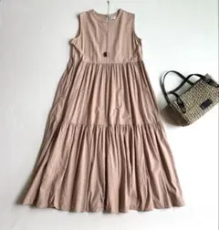 アーバンリサーチ＊ティアードノースリーブワンピース　ロング　レーヨン　コットン