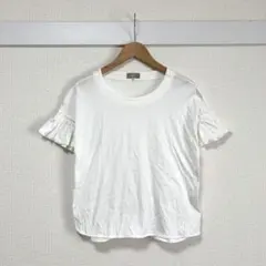 addenda 袖フリルカットソー 半袖Tシャツ 白 M インナー ゆったりのサムネイル