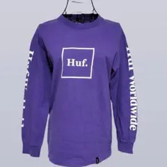 レア！HUF ロンT ボックスロゴ 袖ロゴ パープル　ストリート　スケボー