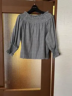 GRL グレンチェック柄オフショルダーブラウス Mサイズ
