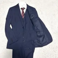 極美品 MAJI マージ スリーピース スーツ シルク混 ネイビー ストライプ