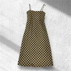 キャミソールワンピース チェック柄 肩紐調節可 サイドファスナー F