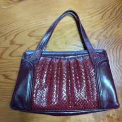 昭和レトロ　アンティーク　レザー　ハンドバッグ