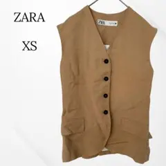 ザラ　ベスト　ベージュ　XS リネン混　綺麗　上品　レディース