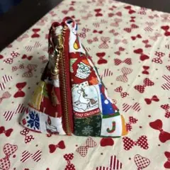 クリスマス柄三角ポーチ