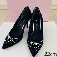ダイアナDIANA スエードパンプス ポインテッドトゥハイヒール ラインストーン