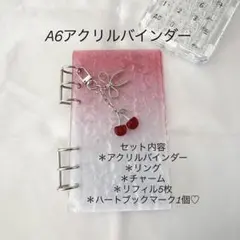 アクリルバインダー♡水流模様A6韓国バインダー貯金savingチェリーRed