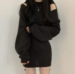 オフショルダー ミニワンピース