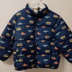 新品petit main 110 車 ダウン中綿ジャケット ネイビー裏面フリース